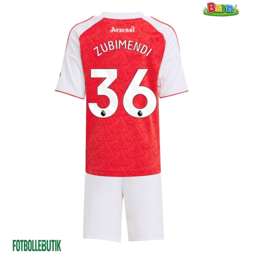 Arsenal Martin Zubimendi #36 Hemmaställ Barn 2025-26 Kortärmad (+ Korta byxor)
